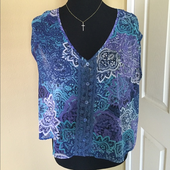 Hip Multi Color Sheer Fashion Top Blouse