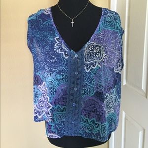 Hip Multi Color Sheer Fashion Top Blouse