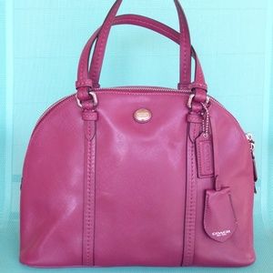 Coach Peyton Leather Cora Domed Satchel Merlot