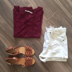 Kimchi blue maroon lace shirt