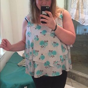 Torrid Blue Rose Chiffon Layered 4X Top
