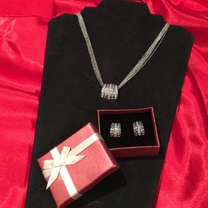 Sparkling pave necklace and earring set