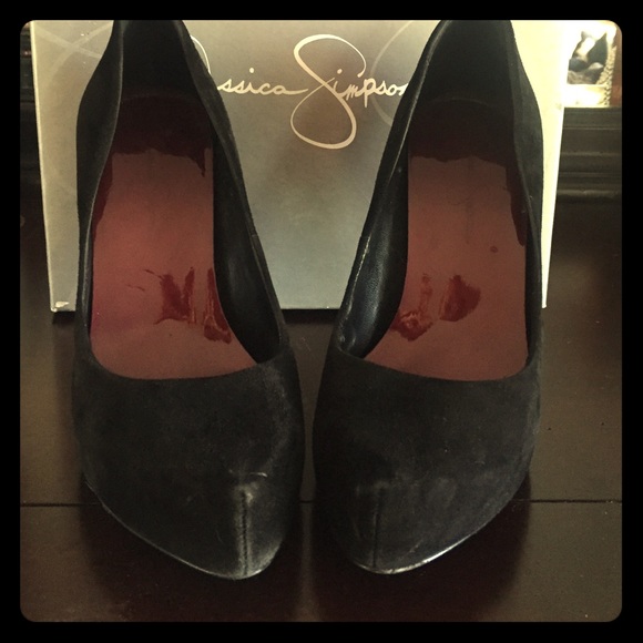 Jessica Simpson Black Kid Suede with Patent Heel