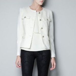 Zara Ivory Jacket W/ Gold Buttons, Size Small