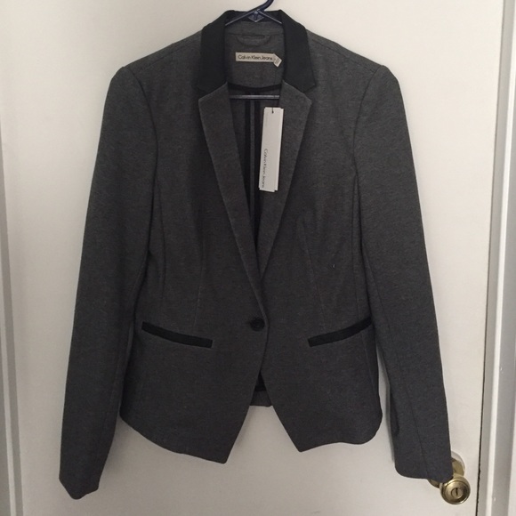 Calvin Klein blazer w/ leather trim