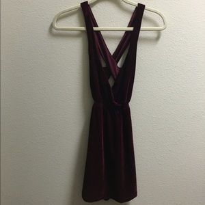 Tobi Maroon Velvet Low V Dress