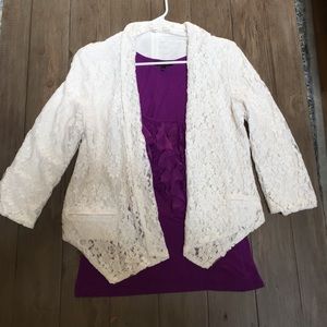 Gibson White/Off White Lace Jacket