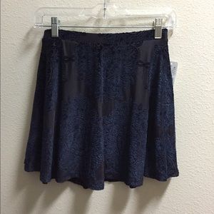 LA Hearts Black with Blue Velvet Skater Skirt