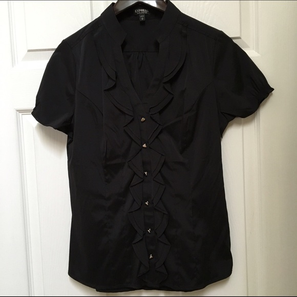 Express Black Top with ruffle detail