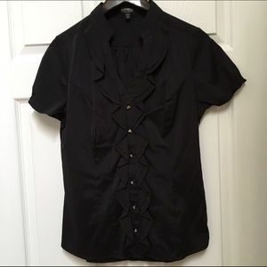 Express Black Top with ruffle detail