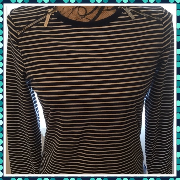 Michael Kors Striped Long Sleeve Top NWT Small