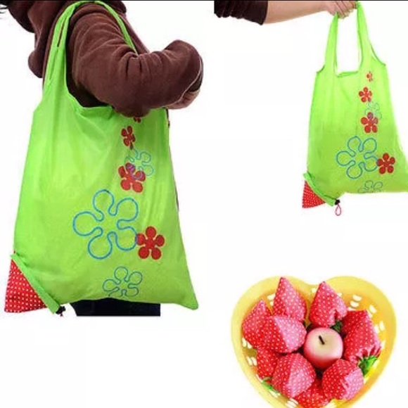 ❗two left❗Strawberry Fold Up Shopping Tote - Picture 2 of 3