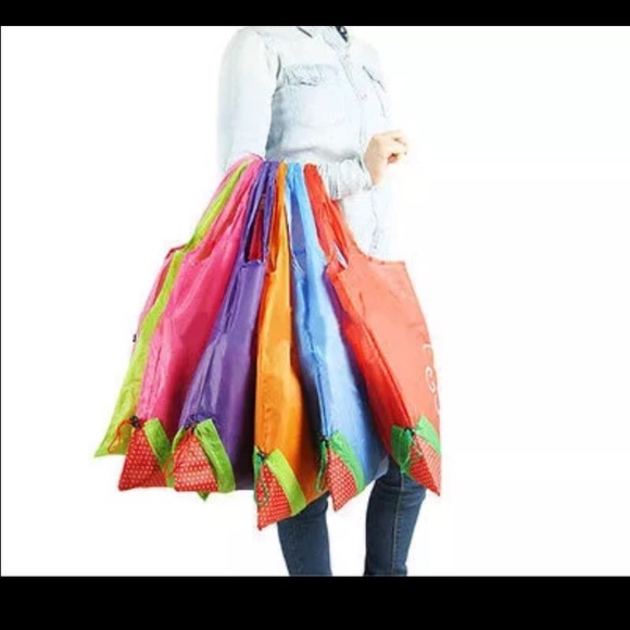 ❗two left❗Strawberry Fold Up Shopping Tote - Picture 3 of 3