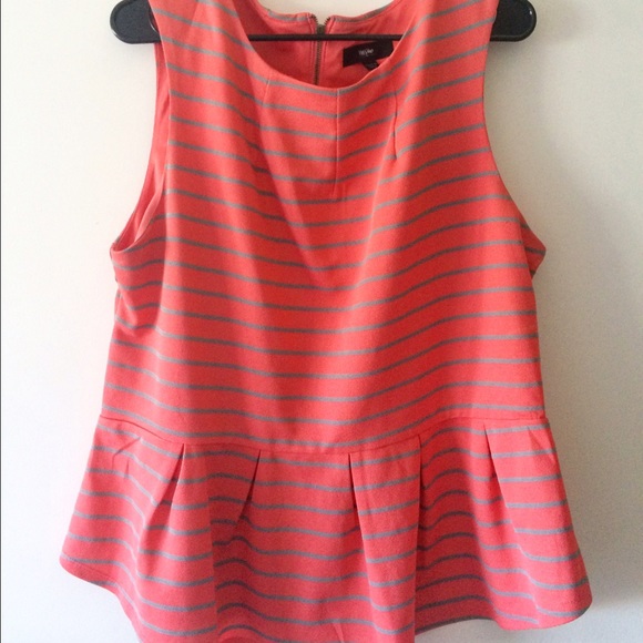 Mossimo Supply Co. Tops - Mossimo Peach and Grey Peplum Tank Top