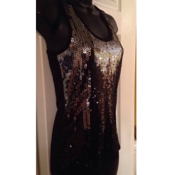 Women's Casual Black Sequin Tank Top
