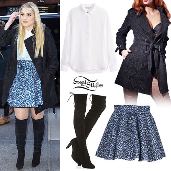 ๐HP๐ Maje Blue Leopard Neoprene Skater Skirt - Picture 3 of 4