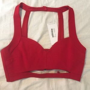 Kendall + Kylie Cut Out Bustier Crop Top Red NWT
