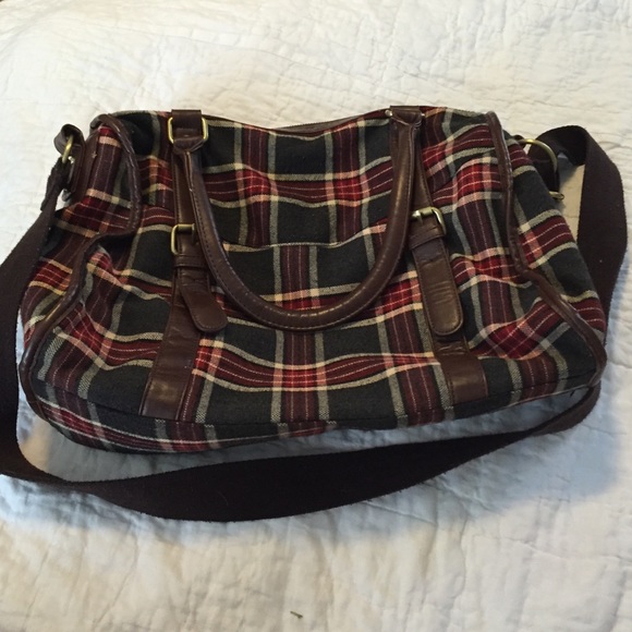 Plaid satchel bag