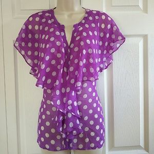 Polka dot ruffle blouse