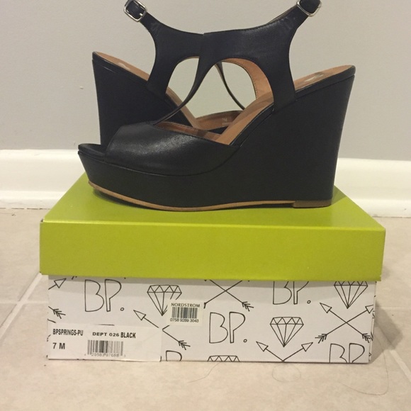 BP (Norstrom) Black Wedge Sandals - Picture 1 of 4