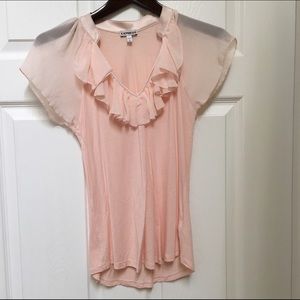 -Express Light Pink Ruffle Blouse