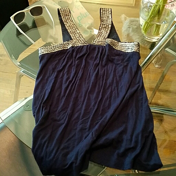 Cool embellished navy tank top