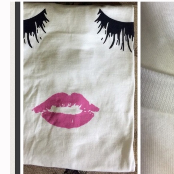 🛍Eyelashes lip white tee shirt G3 - Picture 2 of 6