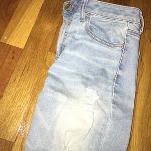 American Eagle Ripped Light Wash Stretch Jeans