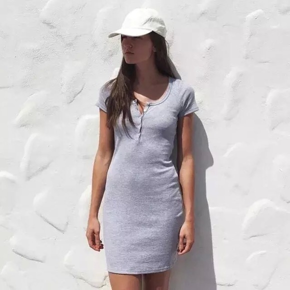 AA short sleeved henley bodycon dress