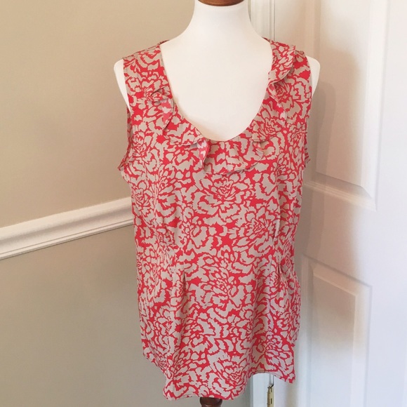 🌟Sale🌟 NWT Banana Republic Orange Floral Blouse - Picture 1 of 3