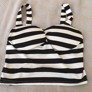 Black and white striped strapped crop top