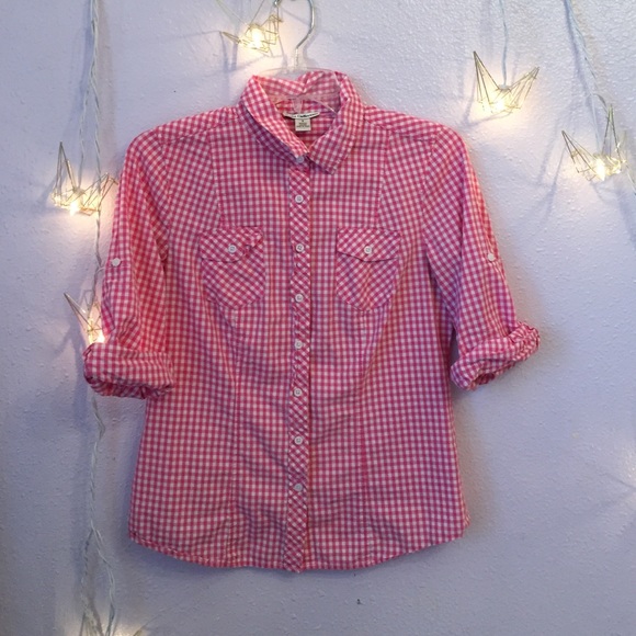 Pink checkered buttoned down shirt