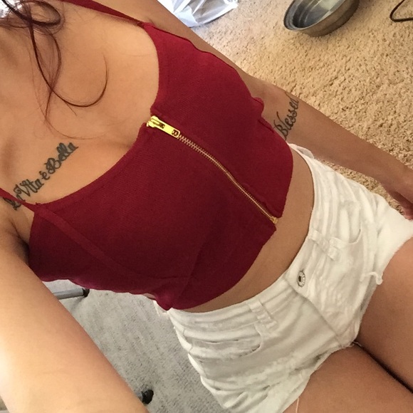 Dark red crop top