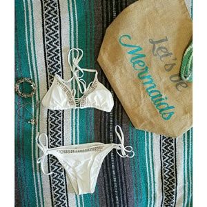 Micheal Kors white studded bikini swimsuit