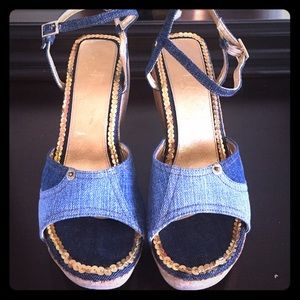 D&G Denim with Gold sequin wedges!!!
