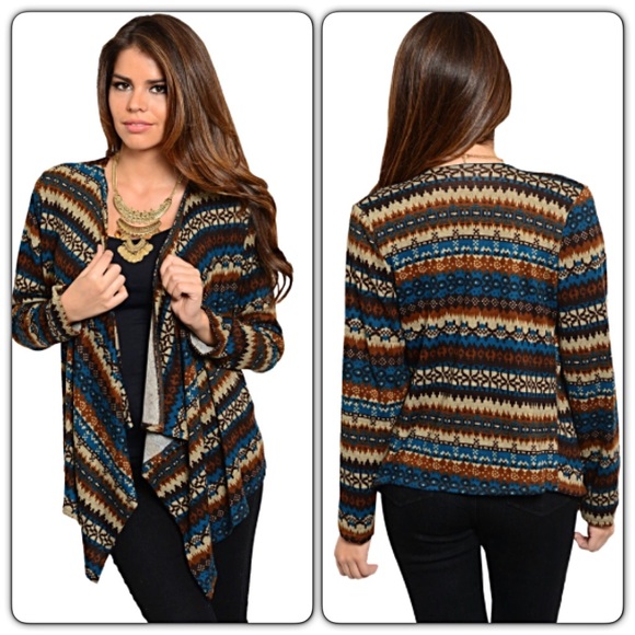 Boho Tribal Draped Cardi Kimono Med - Picture 6 of 6