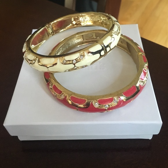 Pink and white bangles