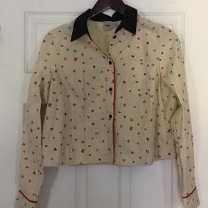 ASOS Alphabet Print Crop Button Down