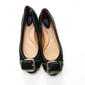 Fossil Maddox Black Leather Flats