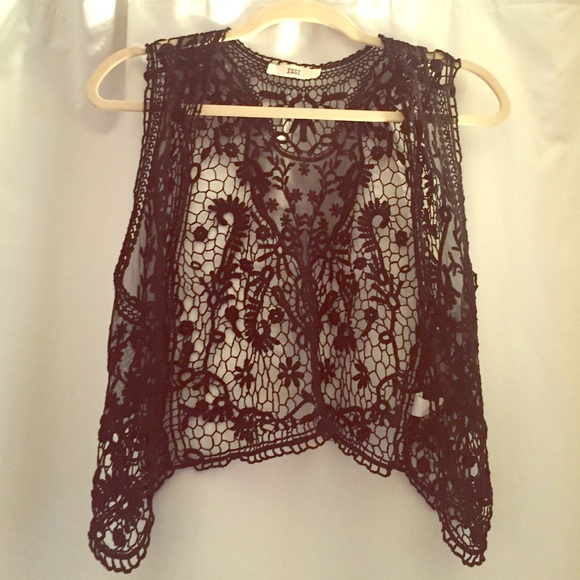 Black lace mini vest