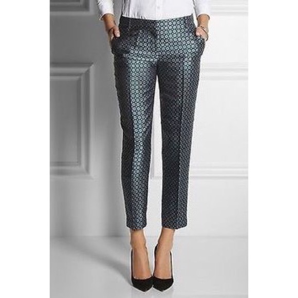 J. Crew Collection Cafe Silk Jacquard Capri Pants