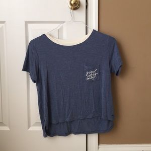 Slightly cropped blue t