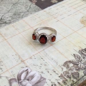 🆕Garnet + White Sapphire • .925 Sterling Ring
