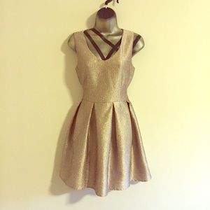Modcloth gold dress with black sash