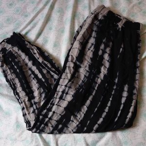 Tan white/black tie dye jogger boho pants