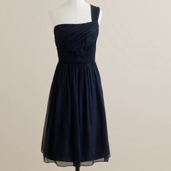 🌌 J.Crew Navy Lucienne Silk Chiffon Dress - Picture 2 of 3