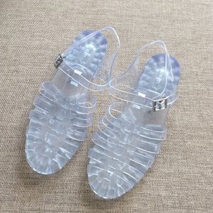 NEVER WORN Clear caged jelly sandals