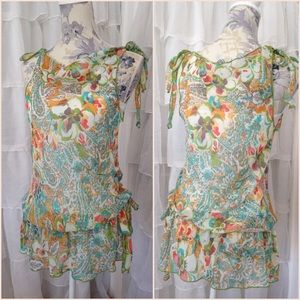 Multi Colored Paisley Chiffon Tank Top