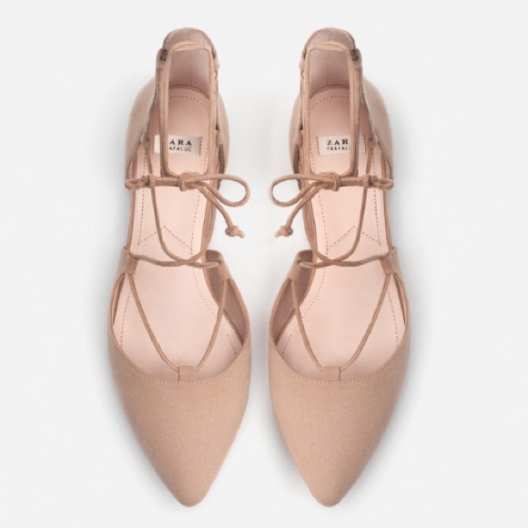 NWT Zara nude lace up flats NWT Zara nude lace up flats