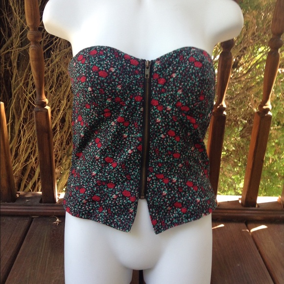 Silence + Noise Floral Bustier Top